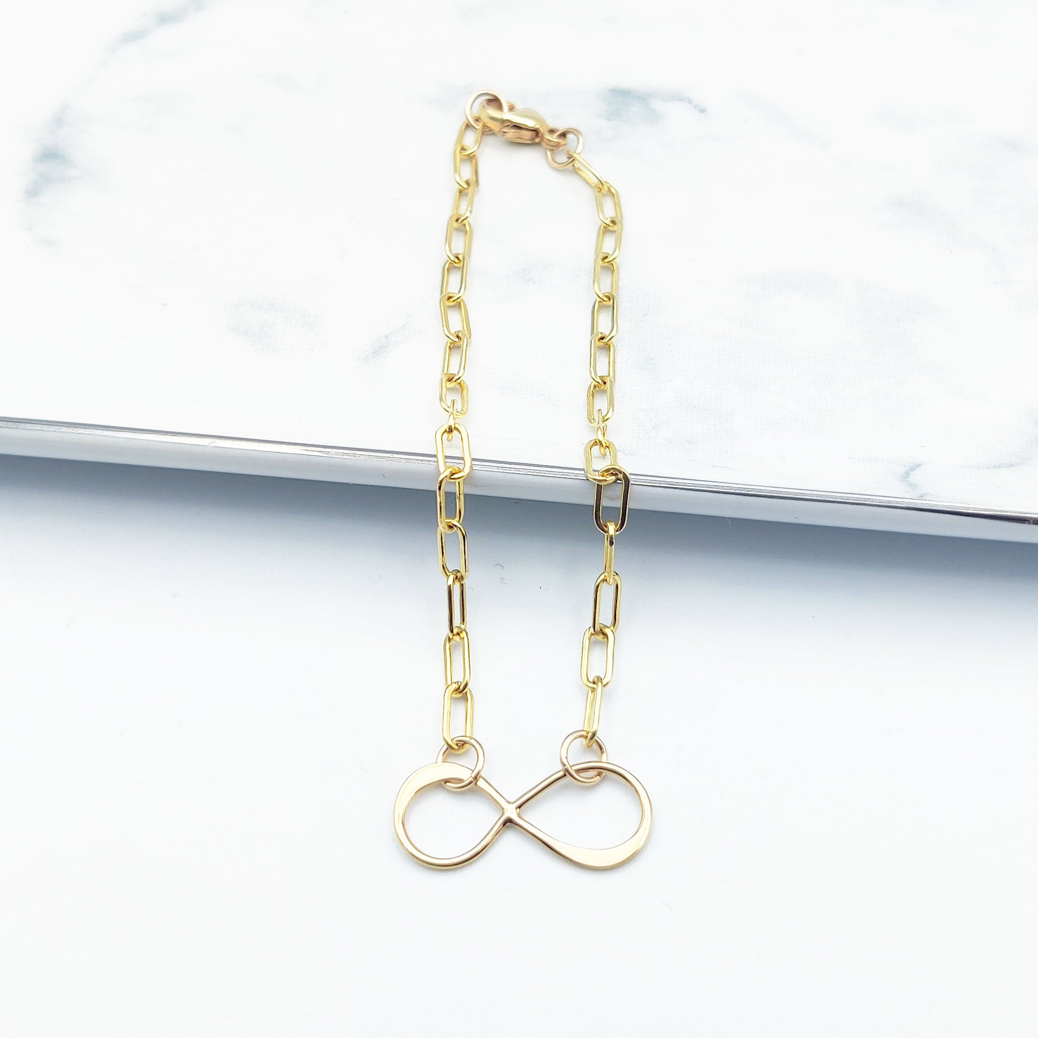 Gold Filled Paperclip Infinity Bracelet IB-001