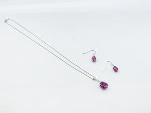 Wire Wrapped Raw Ruby Sterling Silver Jewelry Set WWS-001