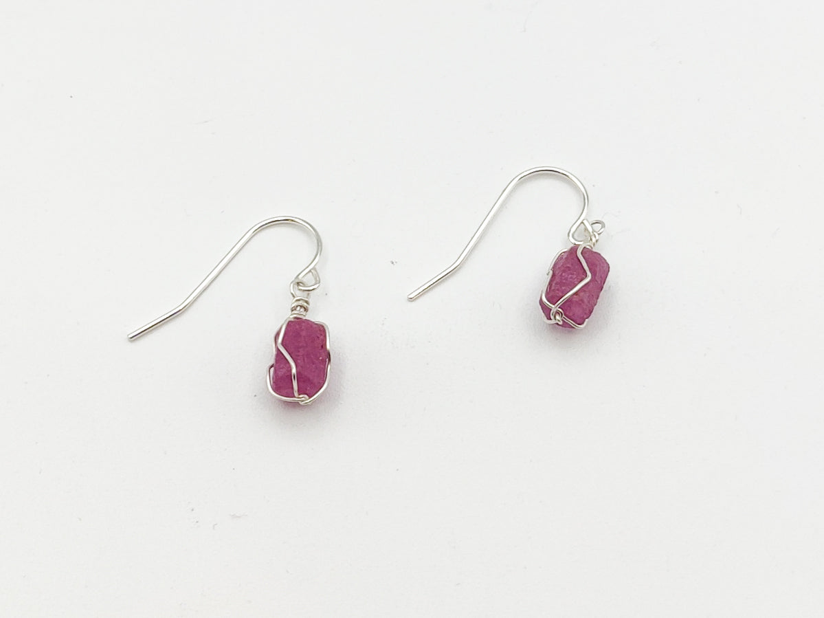 Wire Wrapped Raw Ruby Sterling Silver Jewelry Set WWS-001