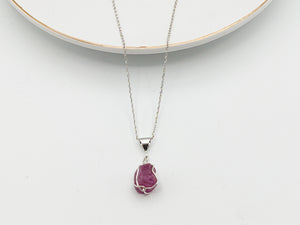 Wire Wrapped Raw Ruby Sterling Silver Jewelry Set WWS-001