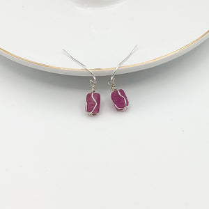 Wire Wrapped Raw Ruby Sterling Silver Jewelry Set WWS-001