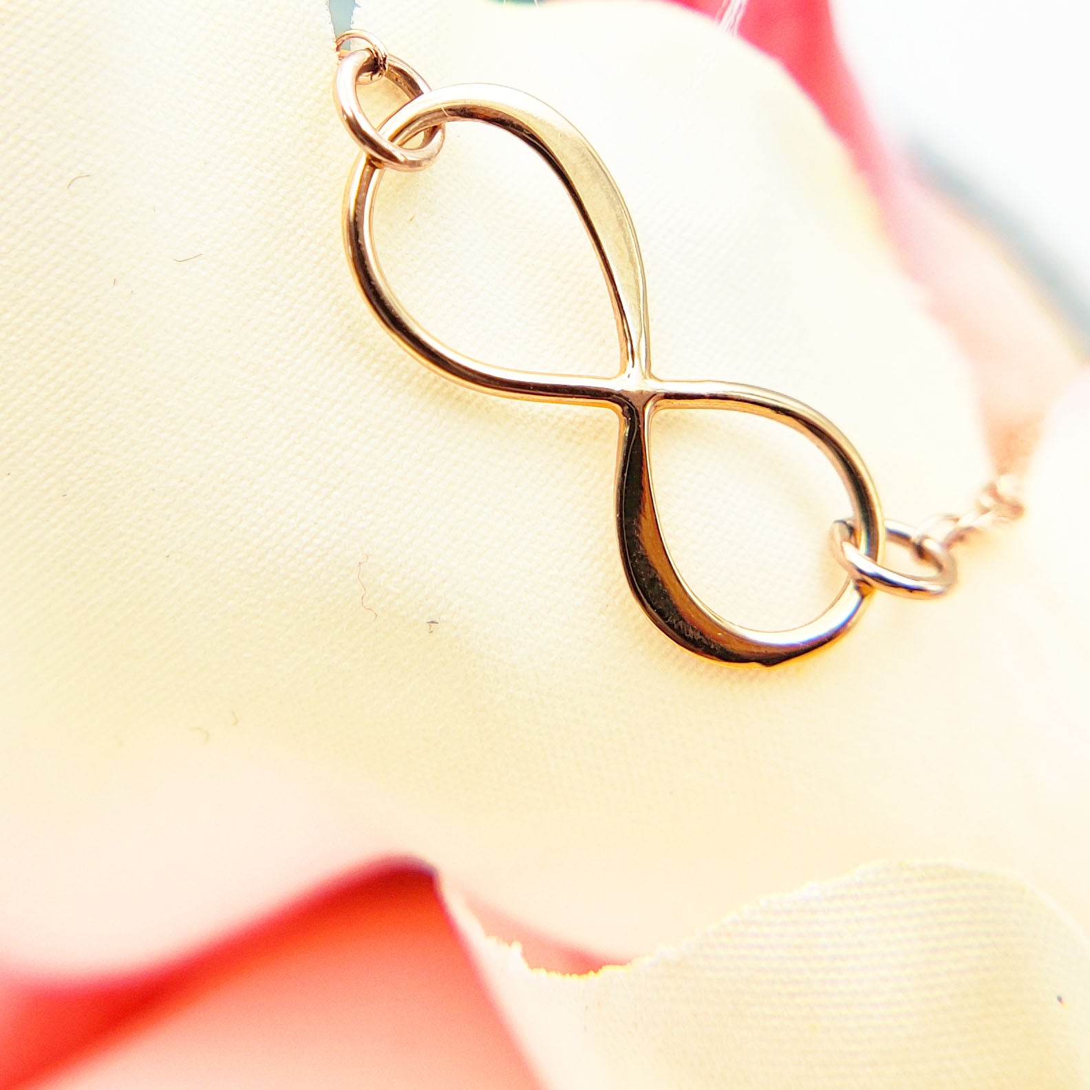 Rose Gold Dainty Double Rope Chain Infinity Necklace IN-003