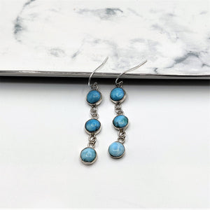 Larimar Triple Tier Dangle Earrings