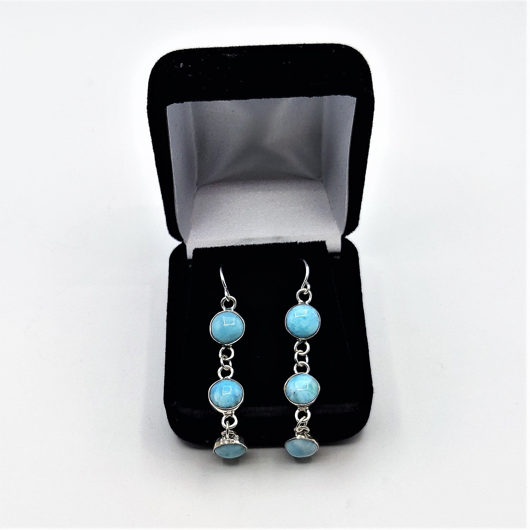 Larimar Triple Tier Dangle Earrings