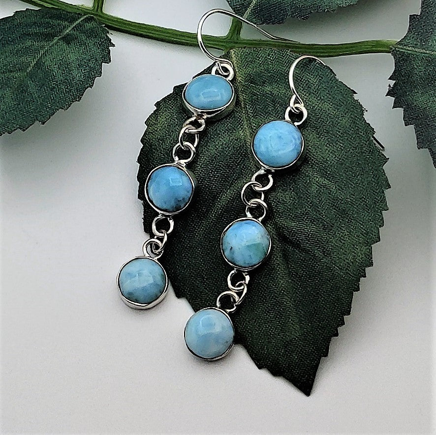 Larimar Triple Tier Dangle Earrings