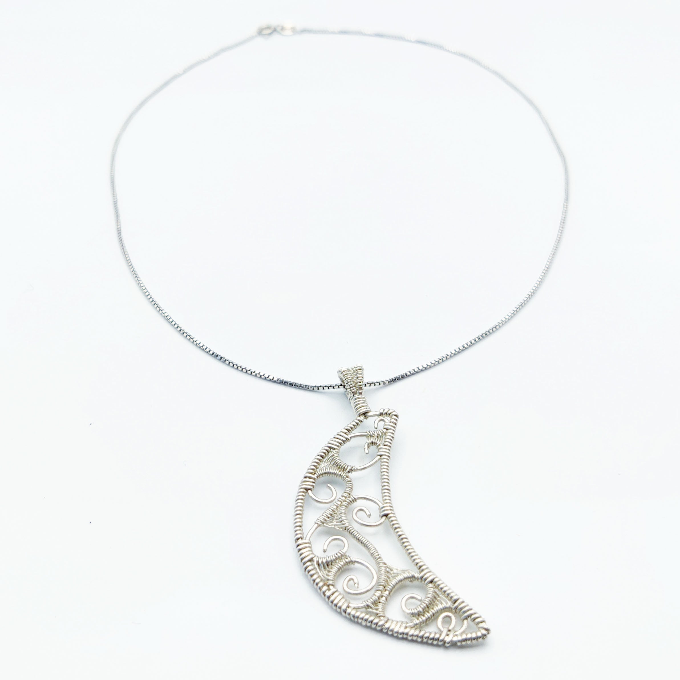 Simple Wire Wrapped Crescent Moon Necklace WWN-004