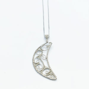 Simple Wire Wrapped Crescent Moon Necklace WWN-004