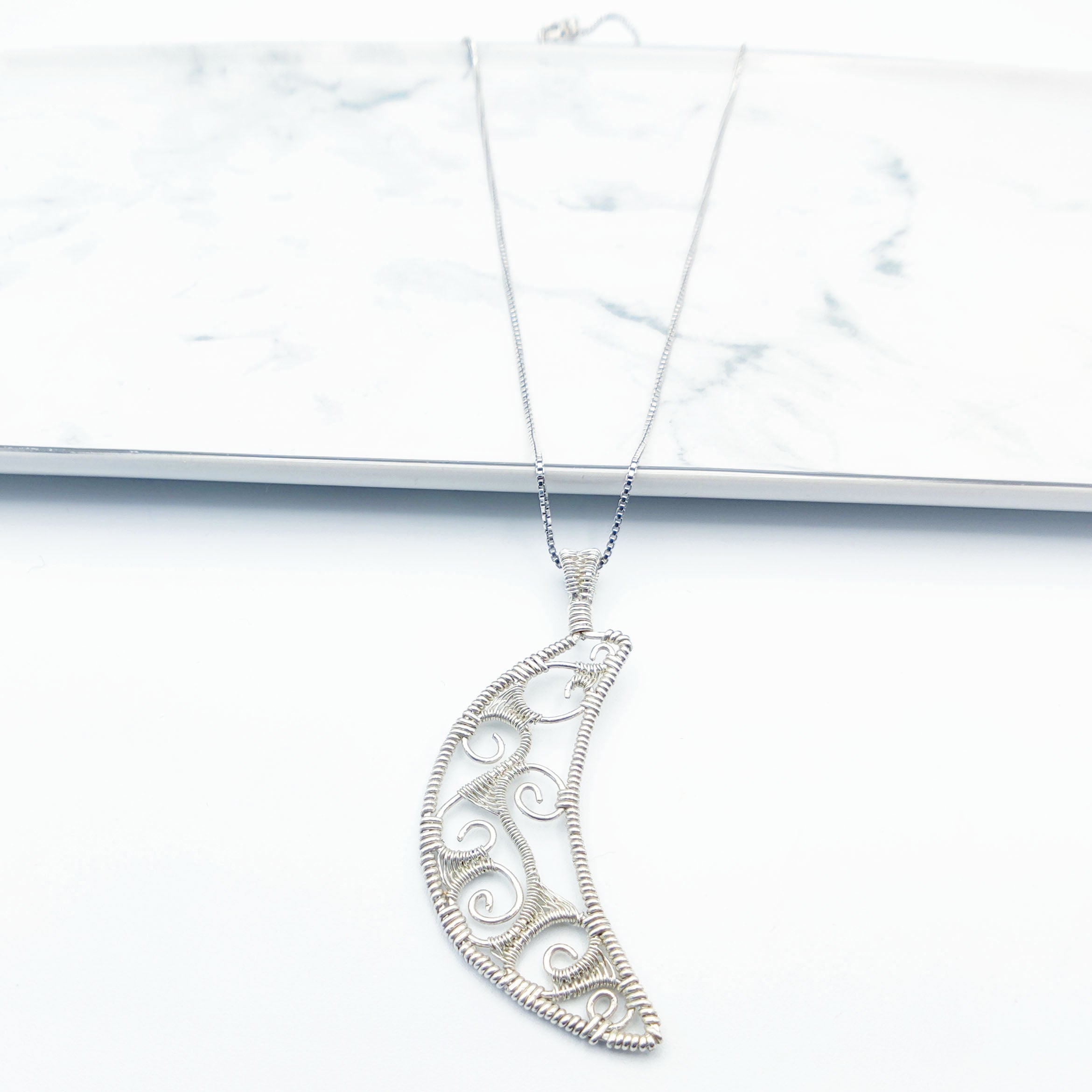 Simple Wire Wrapped Crescent Moon Necklace WWN-004