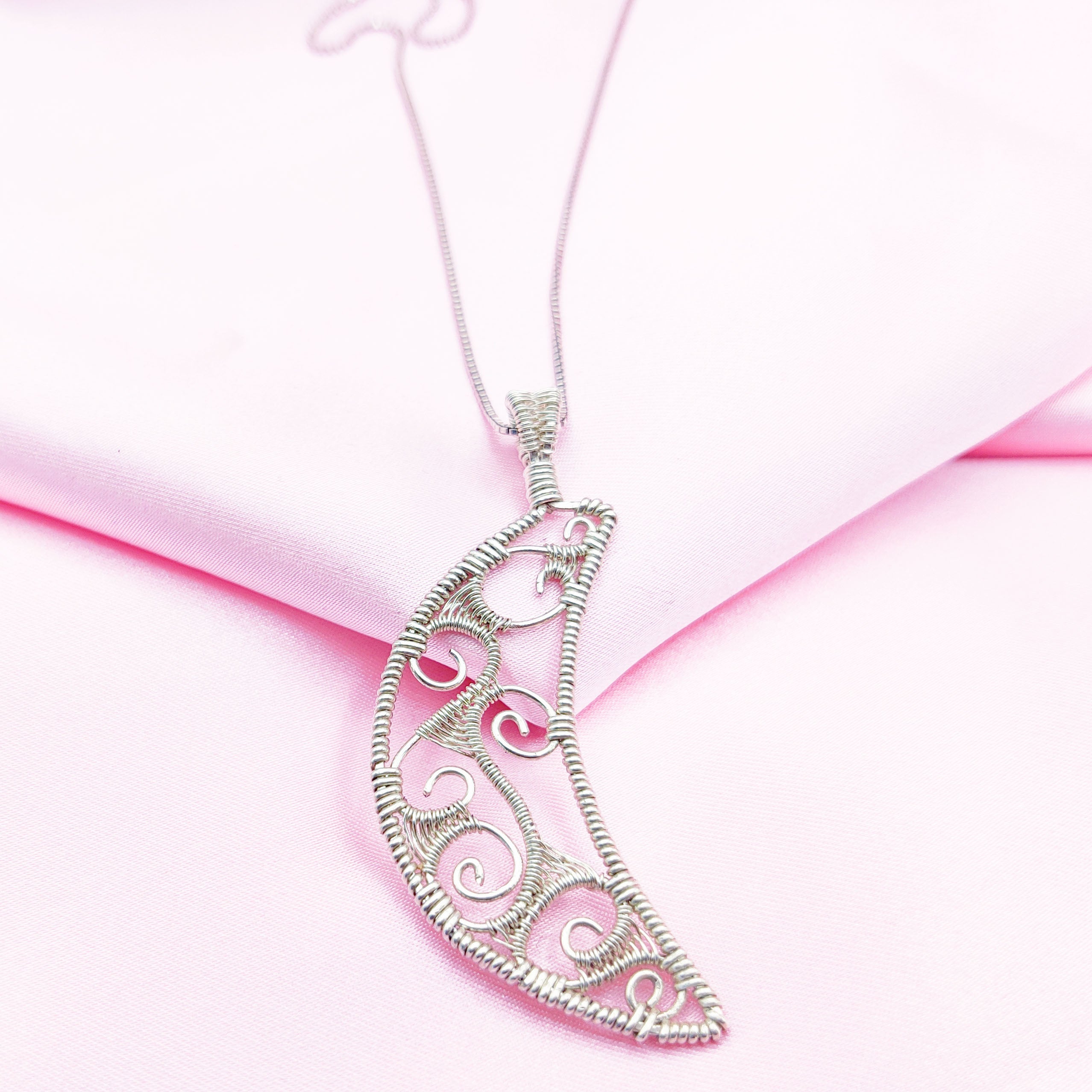 Simple Wire Wrapped Crescent Moon Necklace WWN-004